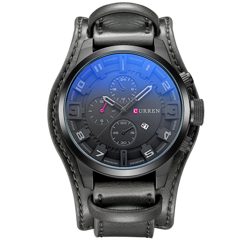YSYH Casual Quartz Analog Military Sports Wristwatch Leather Strap Male Clock