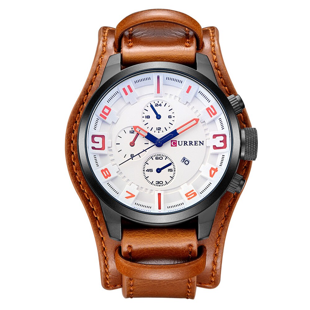 YSYH Casual Quartz Analog Military Sports Wristwatch Leather Strap Male Clock