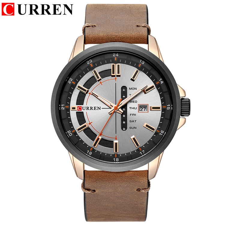YSYH Leather Strap Watches Men Display Calendar Quartz Wrist Watch