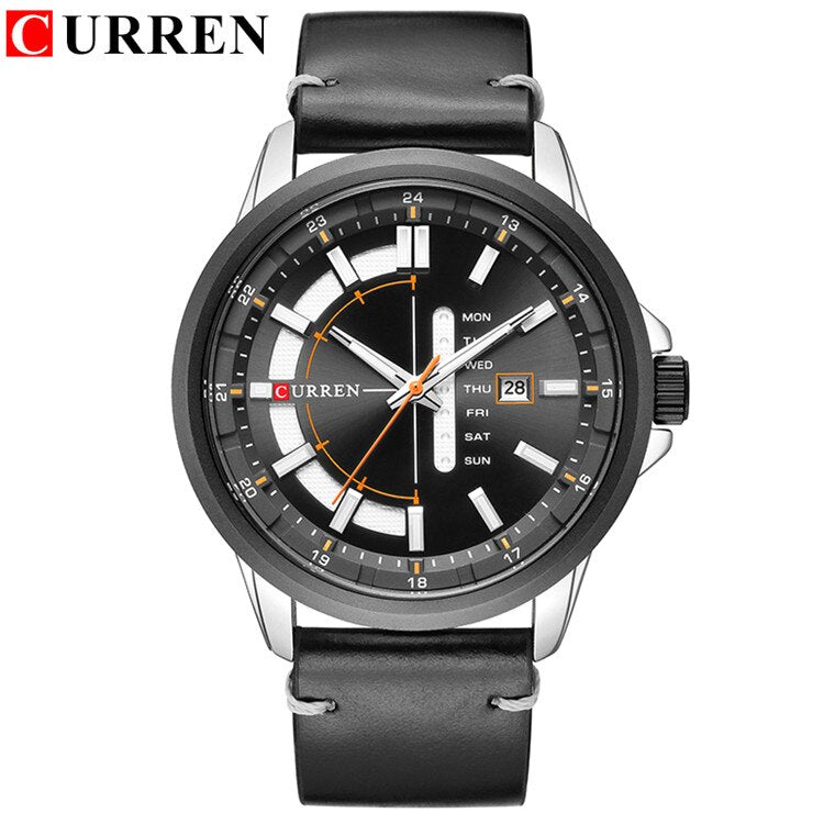 YSYH Leather Strap Watches Men Display Calendar Quartz Wrist Watch