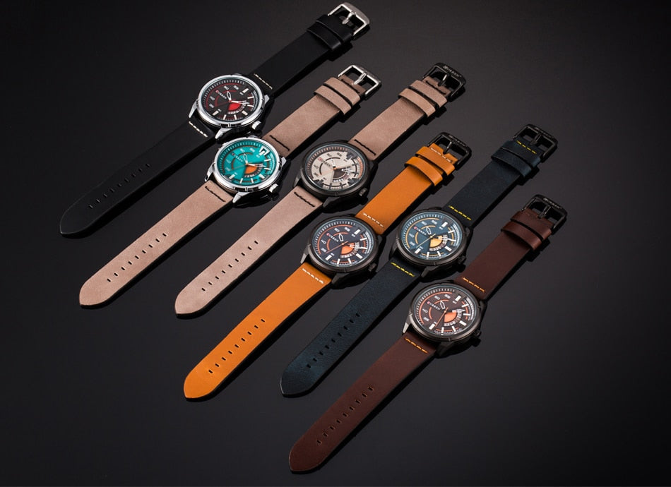 YSYH Creative Watches Casual Quartz Male Clock Display Date Leather Strap Men Wristwatch