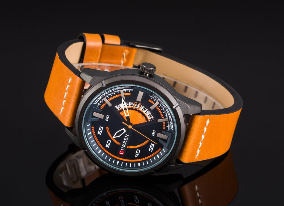 YSYH Creative Watches Casual Quartz Male Clock Display Date Leather Strap Men Wristwatch