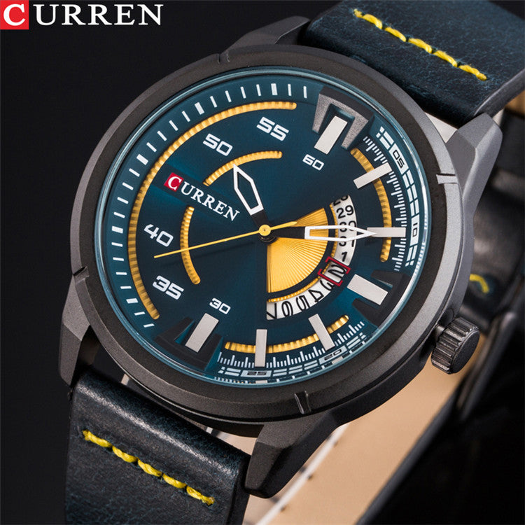 YSYH Creative Watches Casual Quartz Male Clock Display Date Leather Strap Men Wristwatch