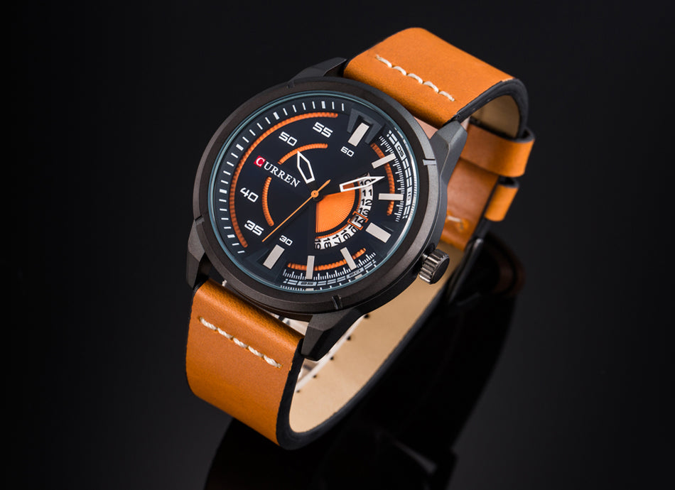 YSYH Creative Watches Casual Quartz Male Clock Display Date Leather Strap Men Wristwatch