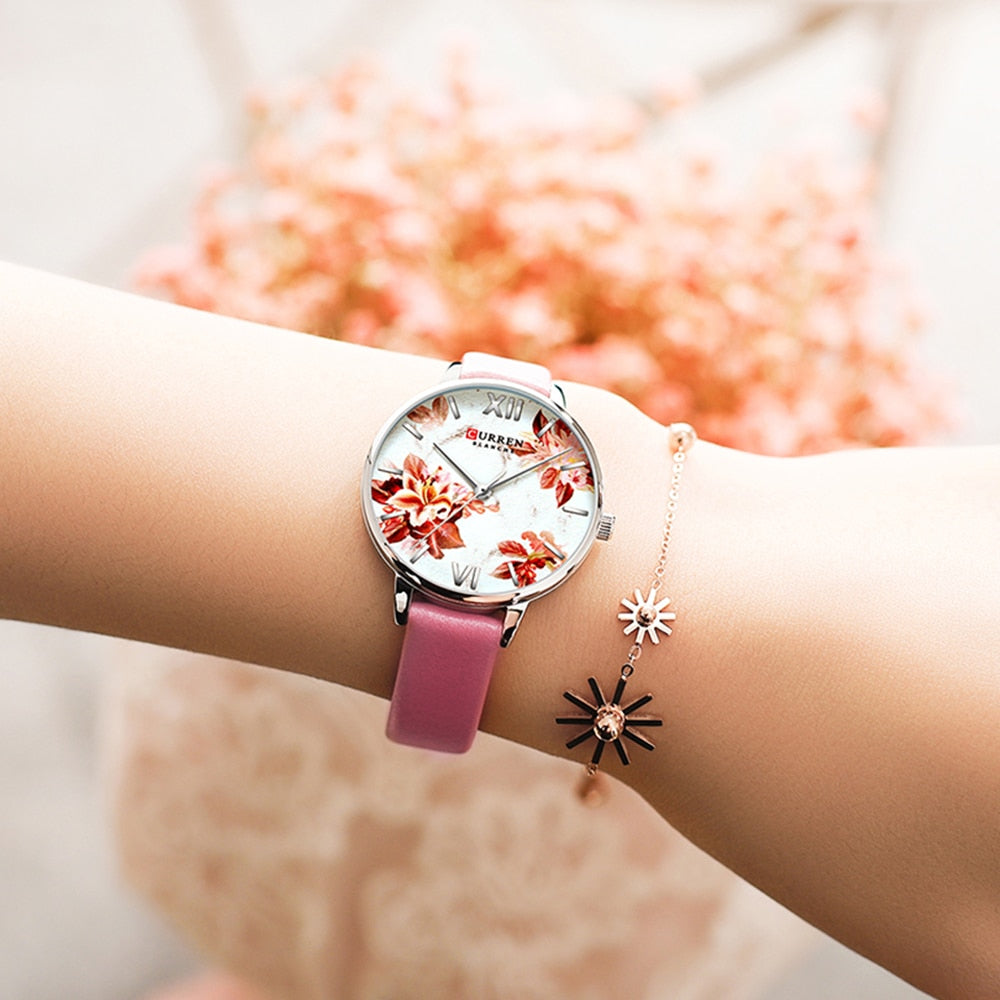 YSYH Leather Strap Watches Women's Quartz Watch Beautiful Pink Wristwatches Ladies Clock Female Fashion Design Charming Watch