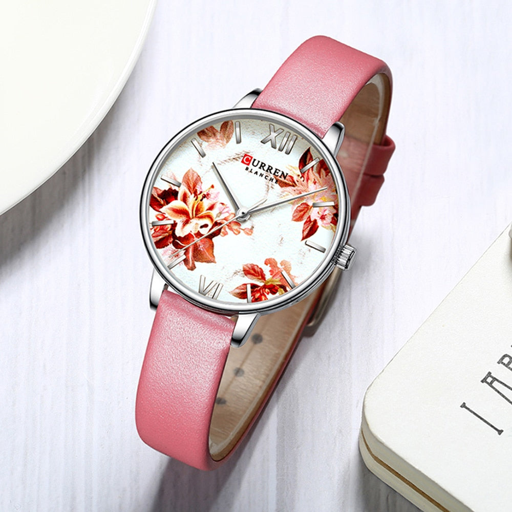 YSYH Leather Strap Watches Women's Quartz Watch Beautiful Pink Wristwatches Ladies Clock Female Fashion Design Charming Watch