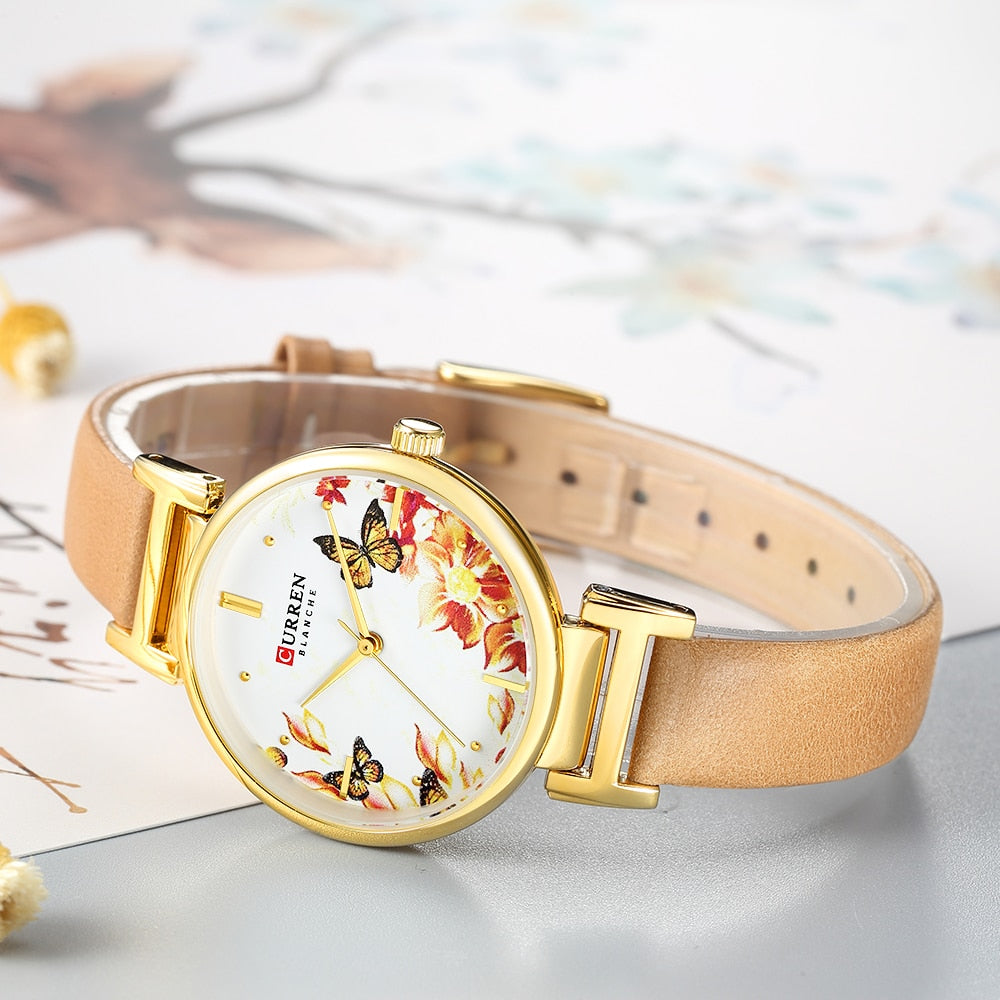 YSYH Leather Women Watch Summer Quartz Ladies Wristwatch Relojes Female Clock Fashion Flower Dial Reloj Mujer