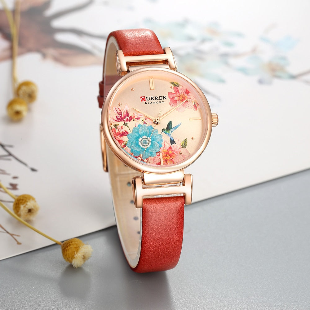 YSYH Leather Women Watch Summer Quartz Ladies Wristwatch Relojes Female Clock Fashion Flower Dial Reloj Mujer