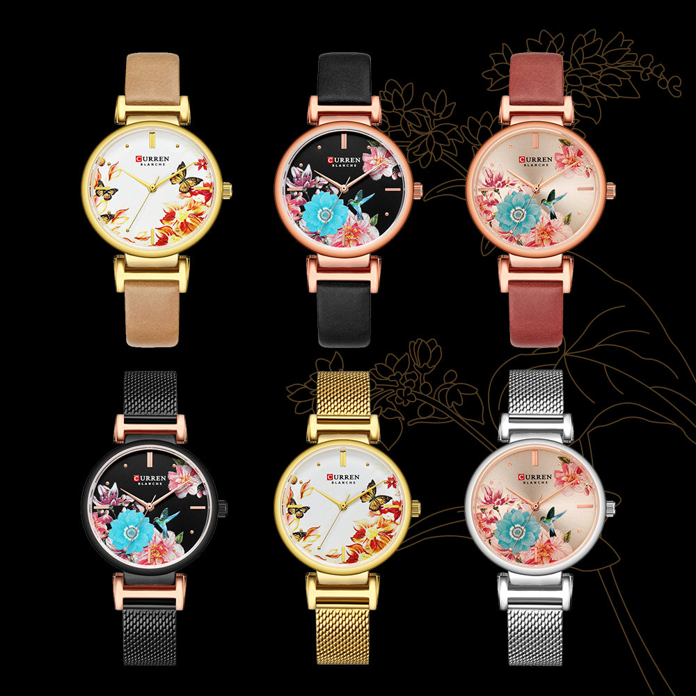 YSYH Leather Women Watch Summer Quartz Ladies Wristwatch Relojes Female Clock Fashion Flower Dial Reloj Mujer
