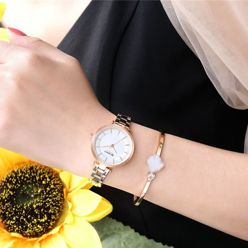 YSYH Luxury Brand Minimalist Quartz Watches Women Rose Gold Bracelet Watch Casual Slim Clock for Ladies Wristwatch with Steel