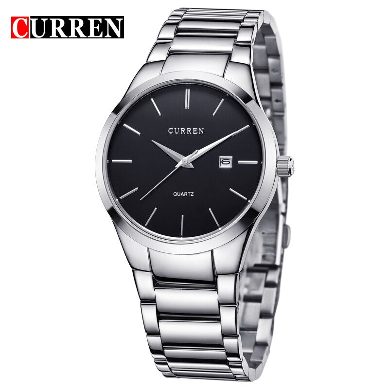 YSYH Luxury Classic Men Watches Display Date Quartz-watch Male Wristwatch Full Steel Clock