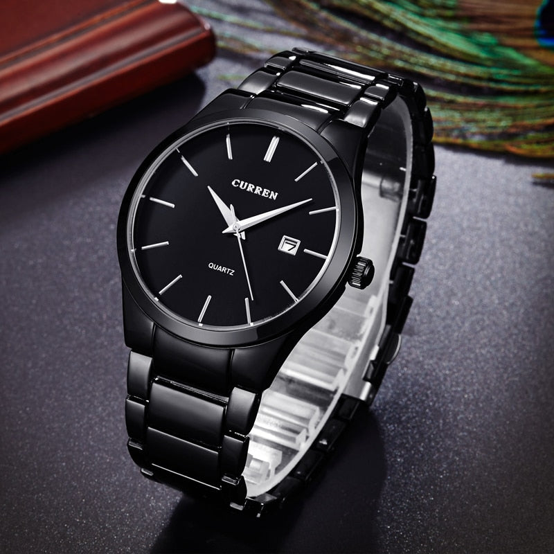 YSYH Luxury Classic Men Watches Display Date Quartz-watch Male Wristwatch Full Steel Clock