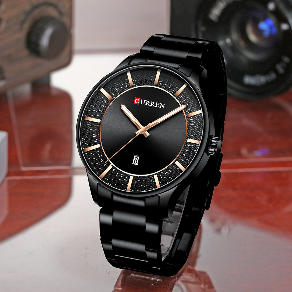 YSYH Luxury Gold Quartz Watches Men Stainless Steel Strap Wristwatch Auto Date Clock Male Classic Watch