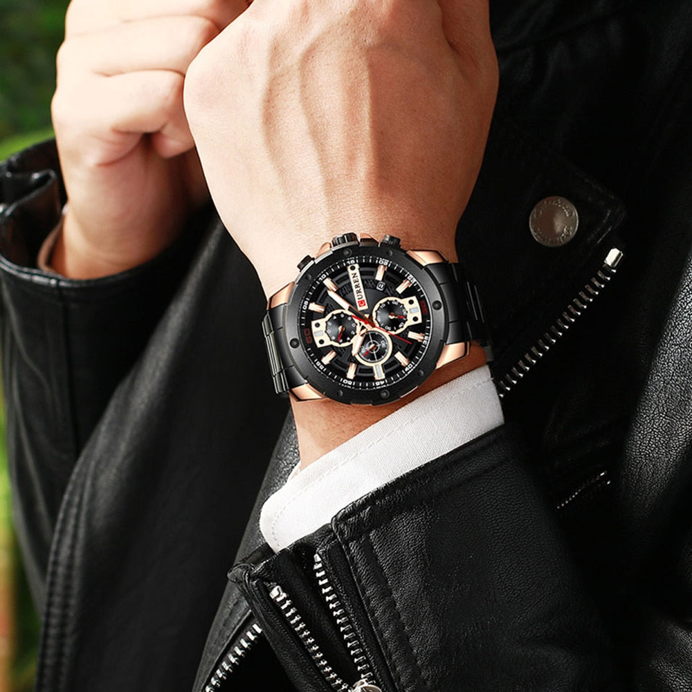 YSYH Luxury Quartz Wristwatch Men Sport Watches 8336 Stainless Steel Band Chronograph Clock Male Waterproof