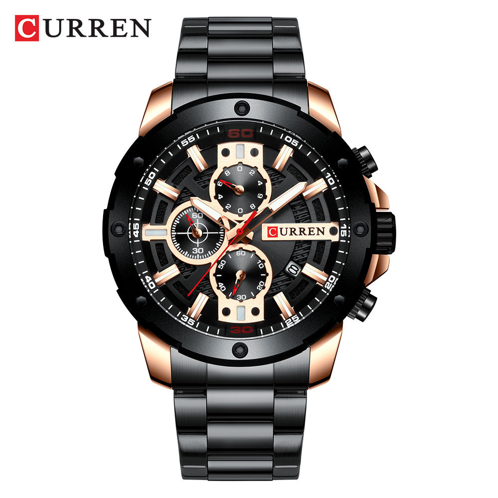 YSYH Luxury Quartz Wristwatch Men Sport Watches 8336 Stainless Steel Band Chronograph Clock Male Waterproof