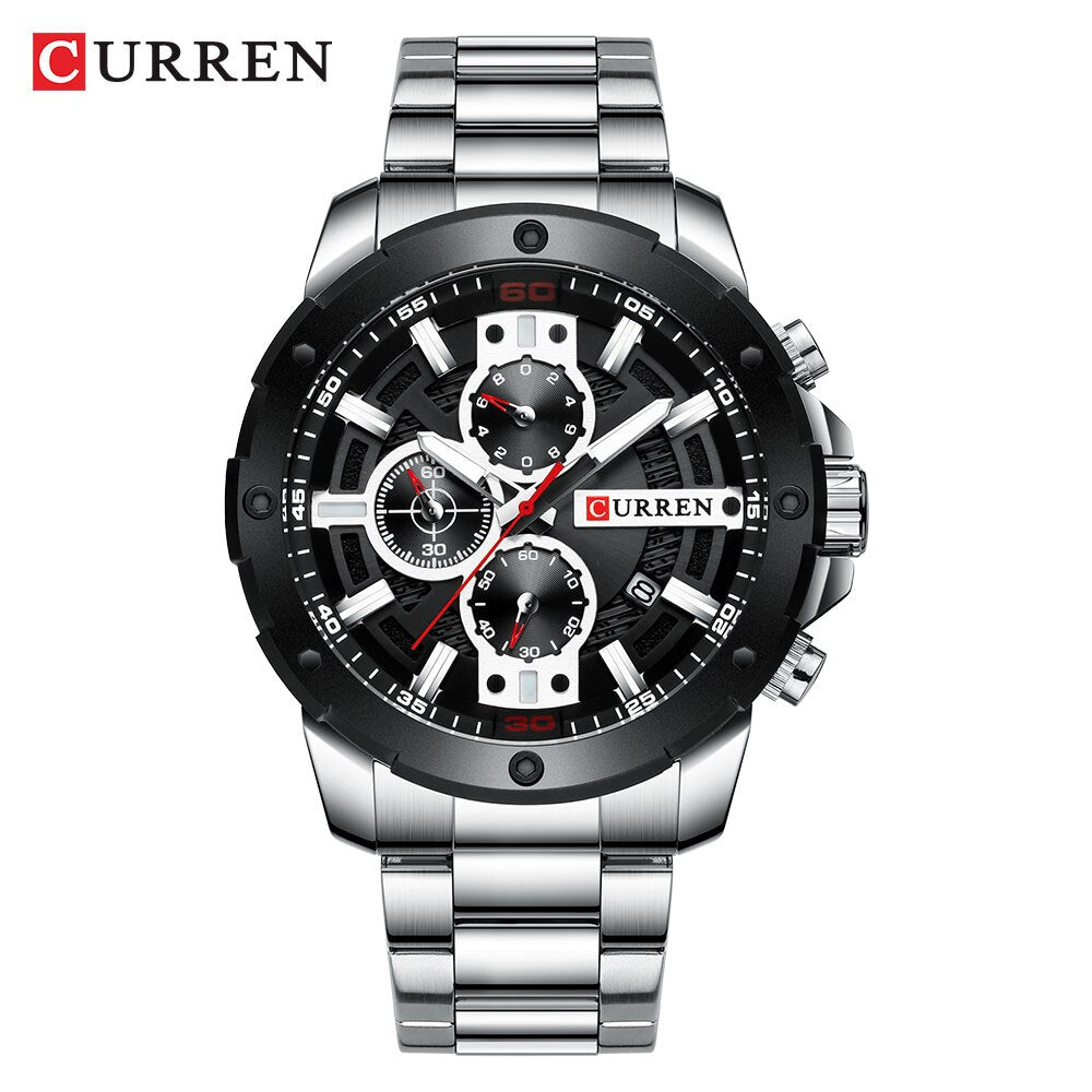 YSYH Luxury Quartz Wristwatch Men Sport Watches 8336 Stainless Steel Band Chronograph Clock Male Waterproof