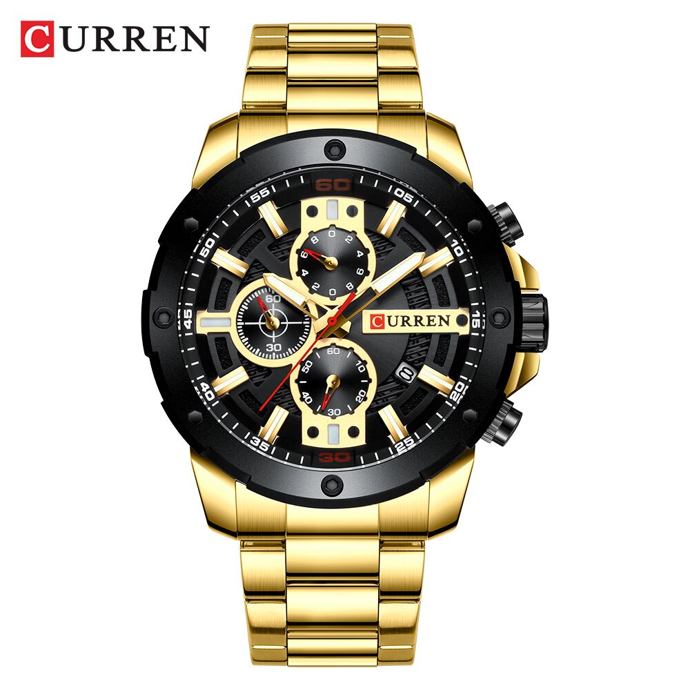 YSYH Luxury Quartz Wristwatch Men Sport Watches 8336 Stainless Steel Band Chronograph Clock Male Waterproof