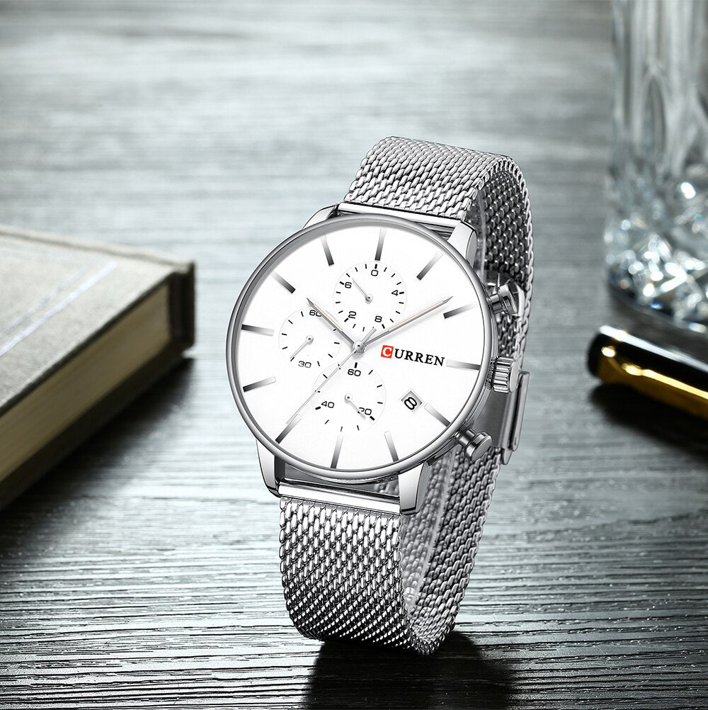 YSYH Men Luxury Quartz Military Watch Stainless Steel Band Wrist Watches Clock Date Dropshipping