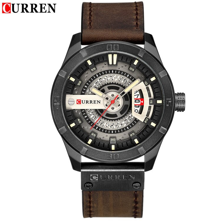 YSYH Men Military Sports Watches Men's Quartz Date Clock Man Casual Leather Wristwatches