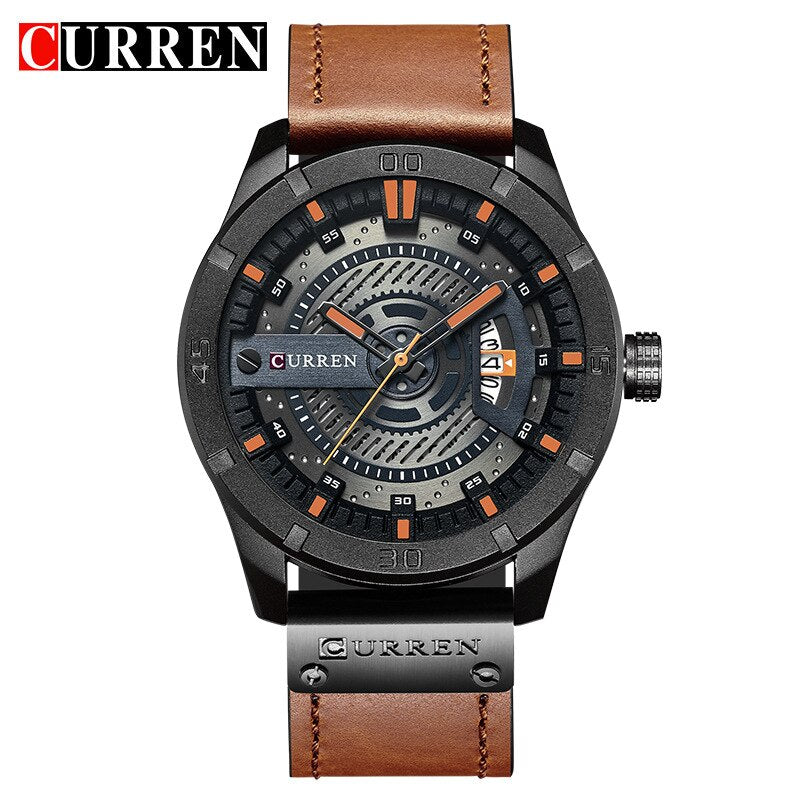 YSYH Men Military Sports Watches Men's Quartz Date Clock Man Casual Leather Wristwatches