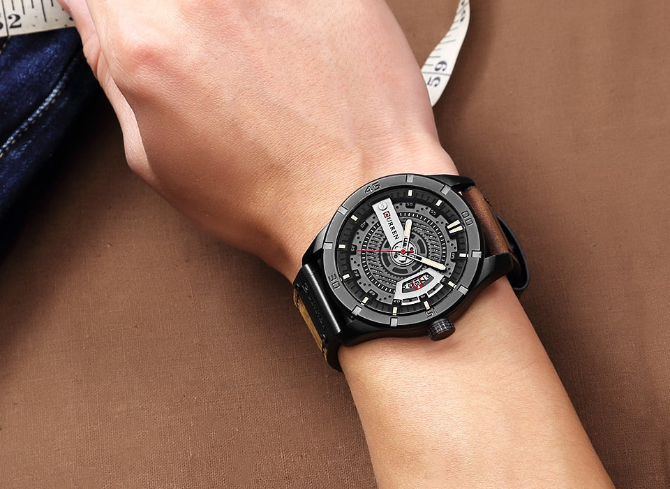 YSYH Men Military Sports Watches Men's Quartz Date Clock Man Casual Leather Wristwatches