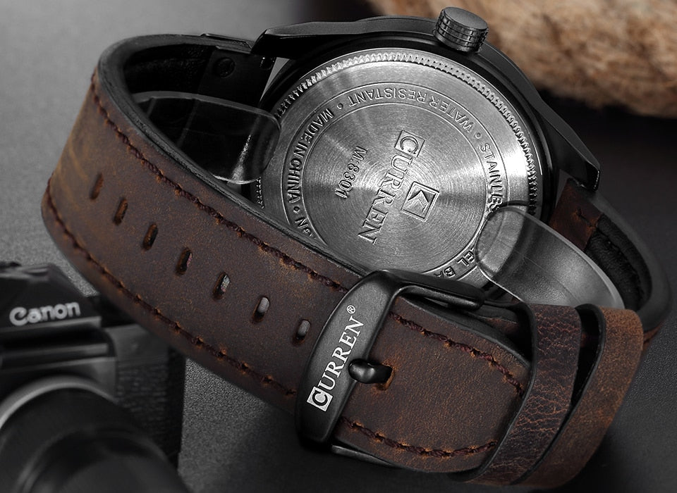 YSYH Men Military Sports Watches Men's Quartz Date Clock Man Casual Leather Wristwatches