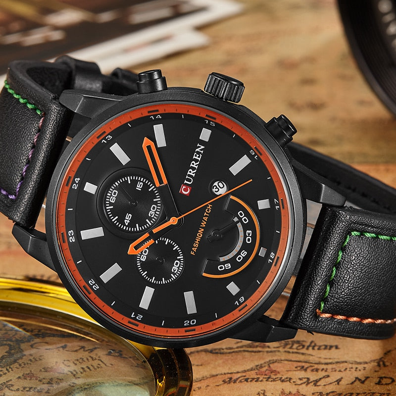 YSYH Men's Casual Analog Sport Quartz Watch Men Watches High Quality Leather Drop Shipping Wristwatch Male Clock
