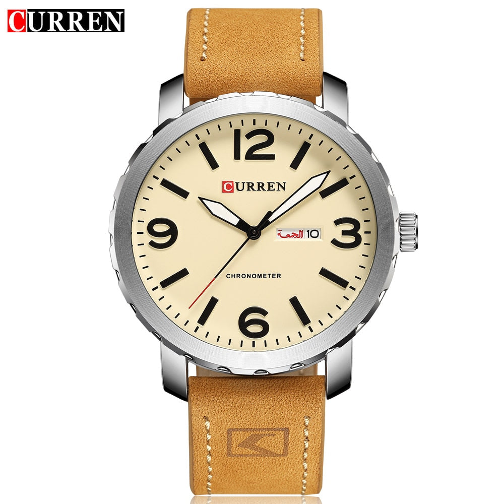 YSYH Men's Watch Leather Strap Quartz Wristwatch