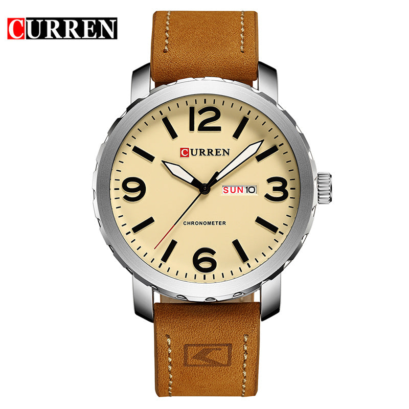YSYH Men's Watch Leather Strap Quartz Wristwatch