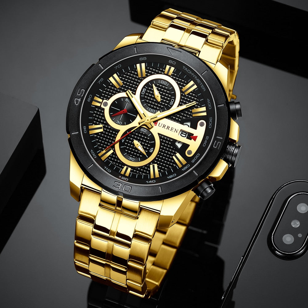 YSYH Watches Mens Luxury Brand Chronograph Sport Watch for Men Wristwatch with Stainless Steel Band Casual Clock