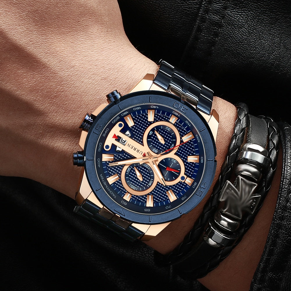 YSYH Watches Mens Luxury Brand Chronograph Sport Watch for Men Wristwatch with Stainless Steel Band Casual Clock