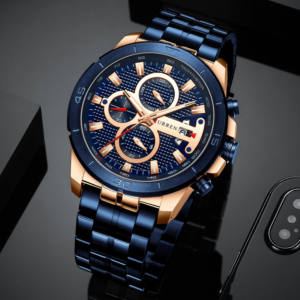 YSYH Watches Mens Luxury Brand Chronograph Sport Watch for Men Wristwatch with Stainless Steel Band Casual Clock