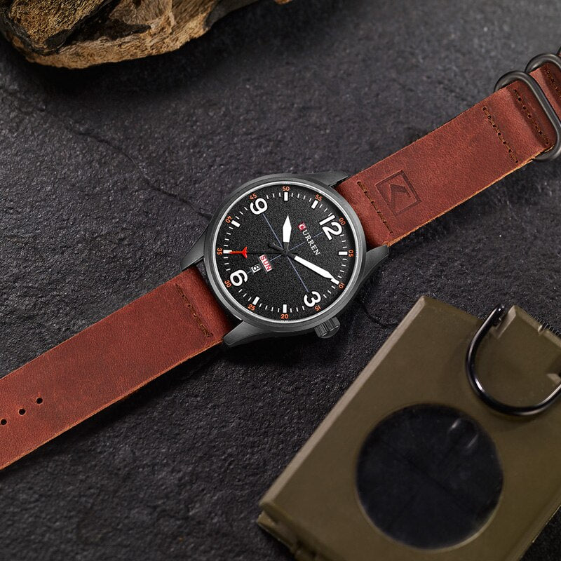 YSYH Simple style Calendar Casual Men Watches Leather Strap Male Clock Quartz Week Display Wrist Watch