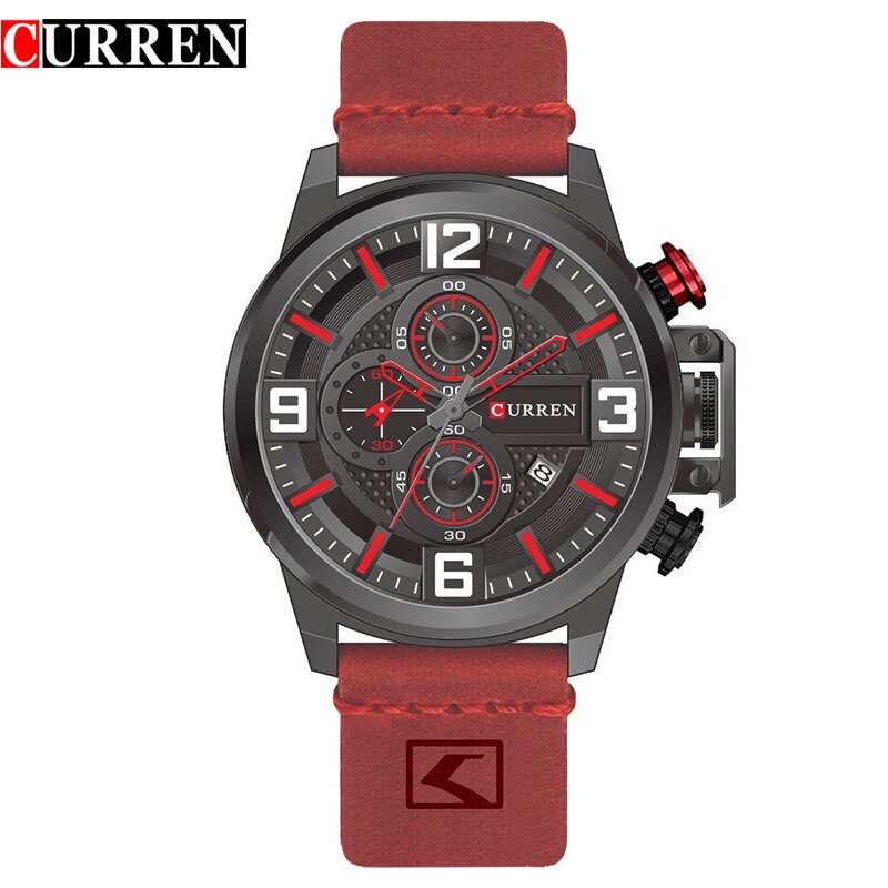 YSYH Sports Watches Chronograph Military Quartz Date Men's Wristwatch Leather Strap Male Clock