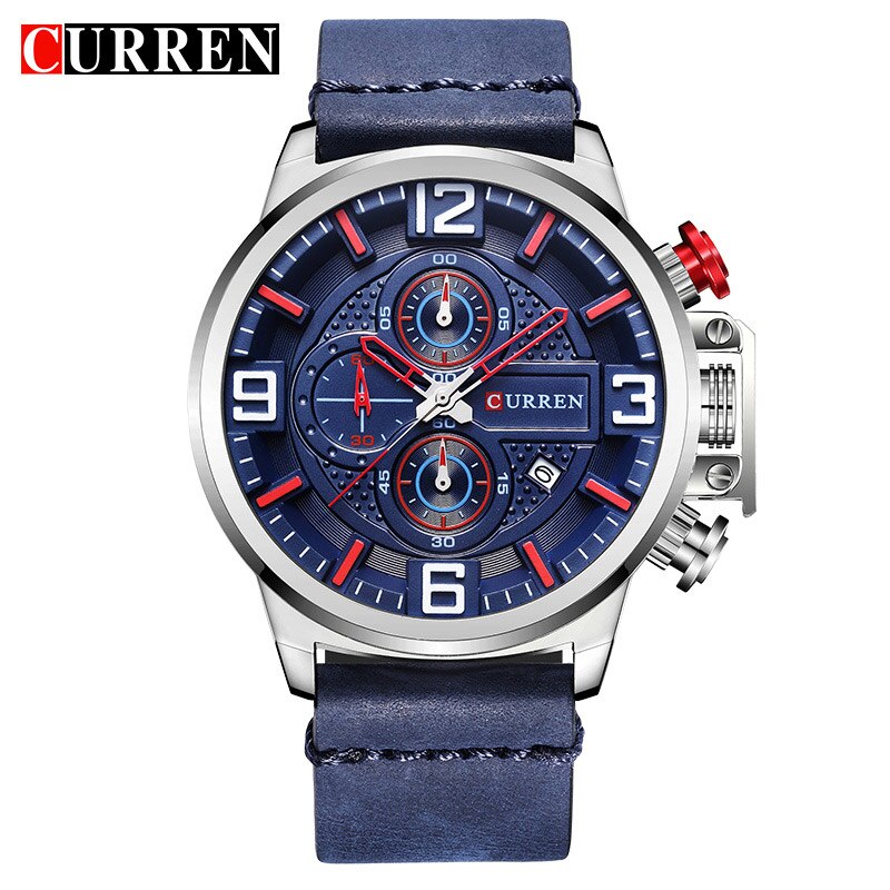 YSYH Sports Watches Chronograph Military Quartz Date Men's Wristwatch Leather Strap Male Clock