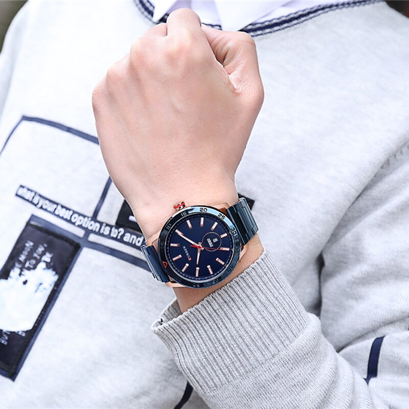 YSYH Luxury Watches Mens Casual Quartz Watch Male Clock Stainless Steel Band Waterproof Wristwatch with Week