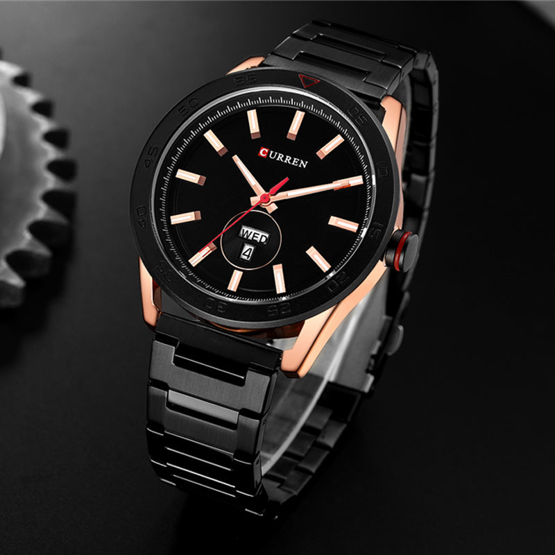 YSYH Luxury Watches Mens Casual Quartz Watch Male Clock Stainless Steel Band Waterproof Wristwatch with Week