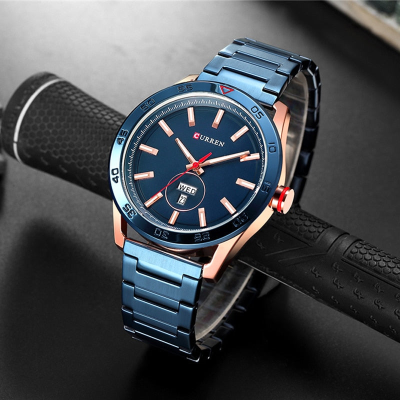 YSYH Luxury Watches Mens Casual Quartz Watch Male Clock Stainless Steel Band Waterproof Wristwatch with Week
