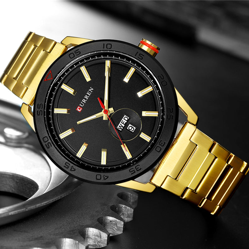 YSYH Luxury Watches Mens Casual Quartz Watch Male Clock Stainless Steel Band Waterproof Wristwatch with Week