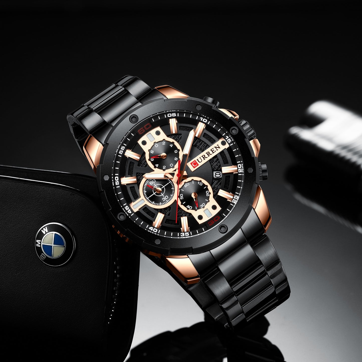YSYH Watches Men Stainless Steel Band Quartz Wristwatch Military Chronograph Clock Male Sporty Watch Waterproof 8336