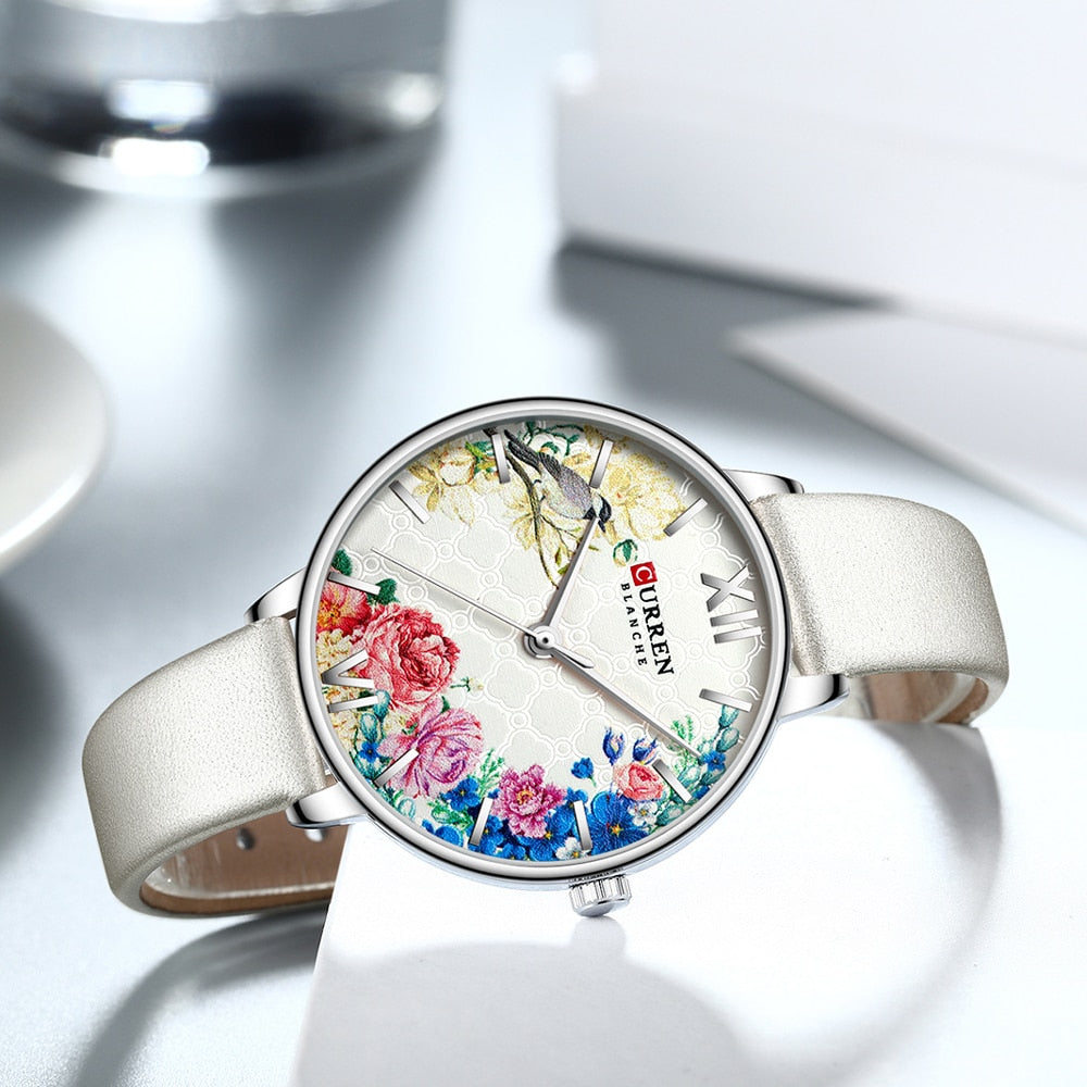 YSYH White Leather Watch for Women Watches Fashion Flower Quartz Wristwatch Female Clock Reloj Mujer Charms Ladies Gift