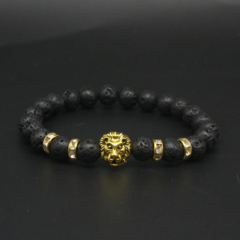 Lion Bracelet Matte Volcano Lava Stone Bracelet-Bracelet-Rossny