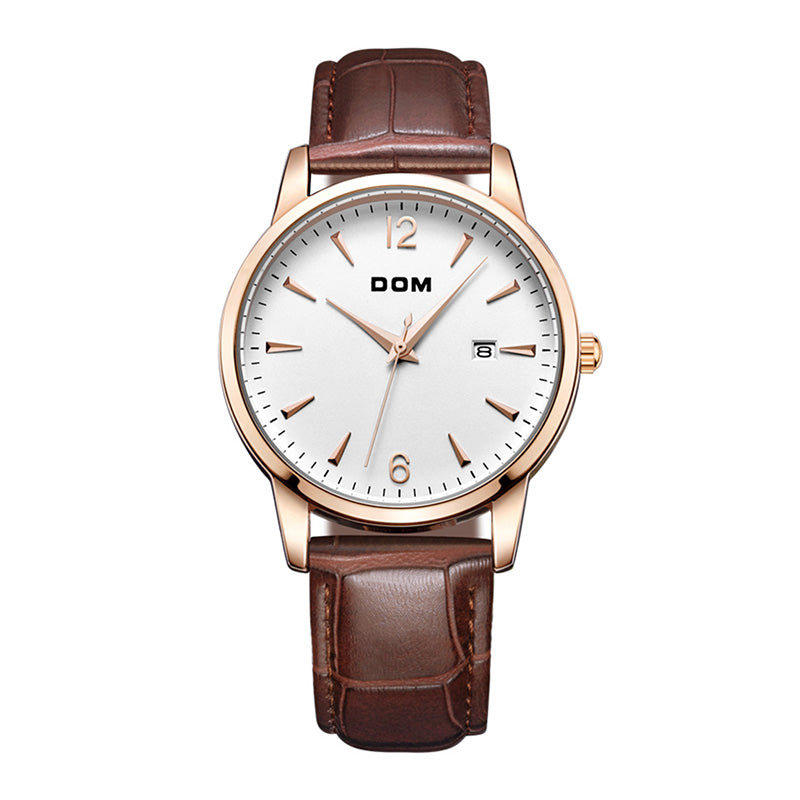 YSYH Men's Retro Simple Trend Watch Leather Strap Waterproof Design Calendar Display Quartz Wristwatch Father's Day Gift