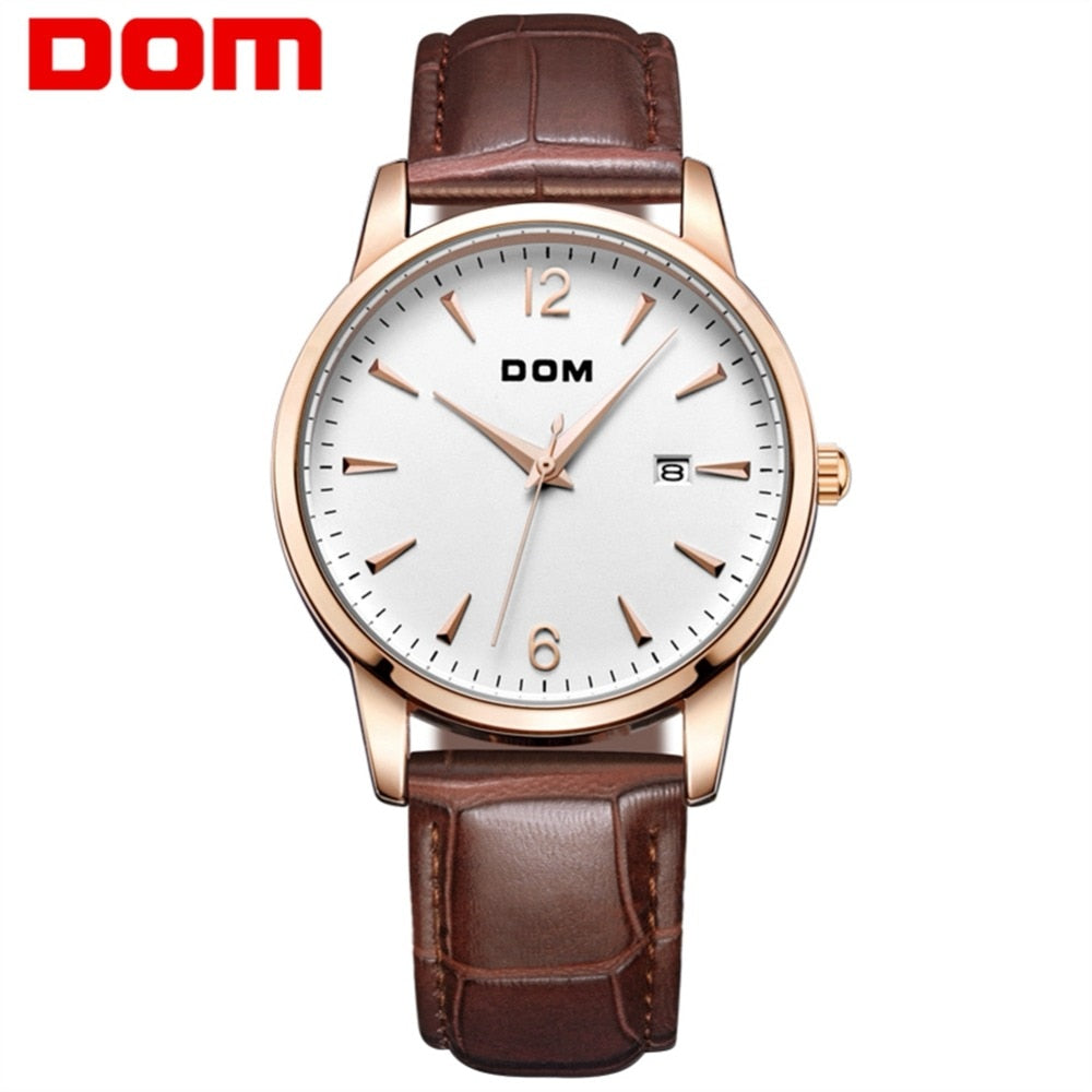 YSYH Men's Retro Simple Trend Watch Leather Strap Waterproof Design Calendar Display Quartz Wristwatch Father's Day Gift