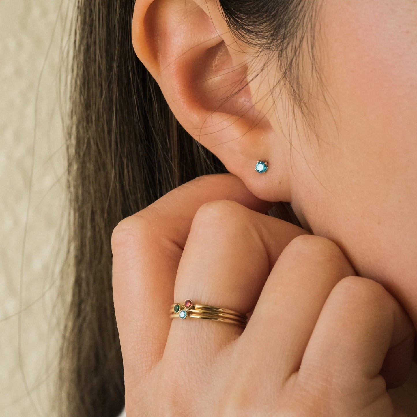 December Birthstone Stud Earrings (Blue Topaz)