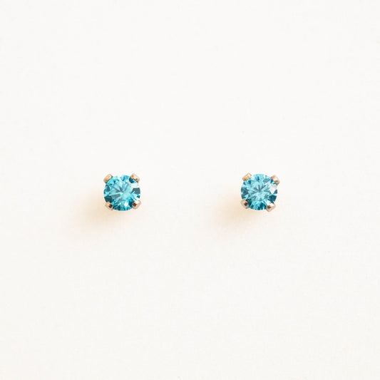 December Birthstone Stud Earrings (Blue Topaz)