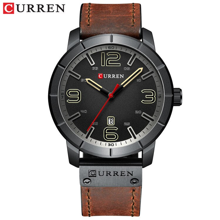 YSYH Classic Men's Watch Date Leather Strap Analog Military Quartz Wristwatch Clock