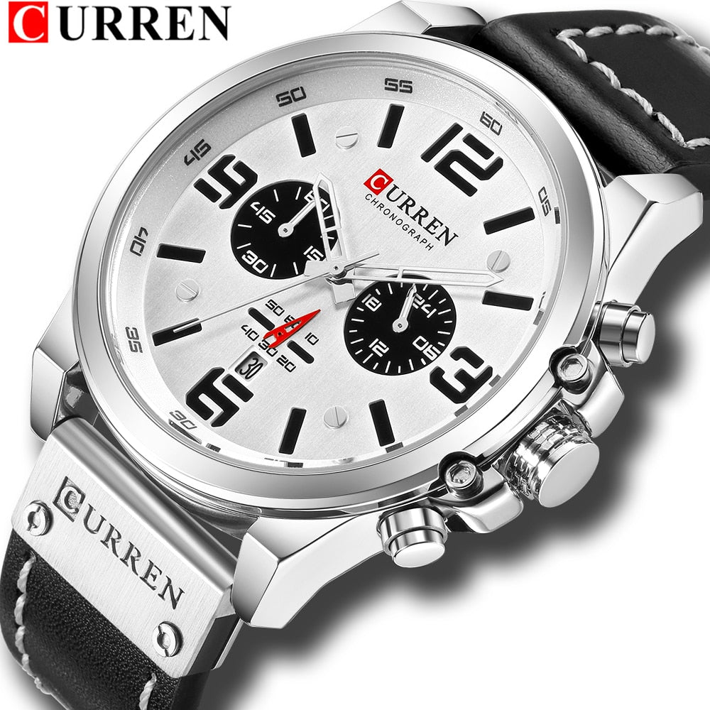 YSYH Classic Black White Chronograph Watch Men's Watches Casual Quartz Wristwatch Male Clock