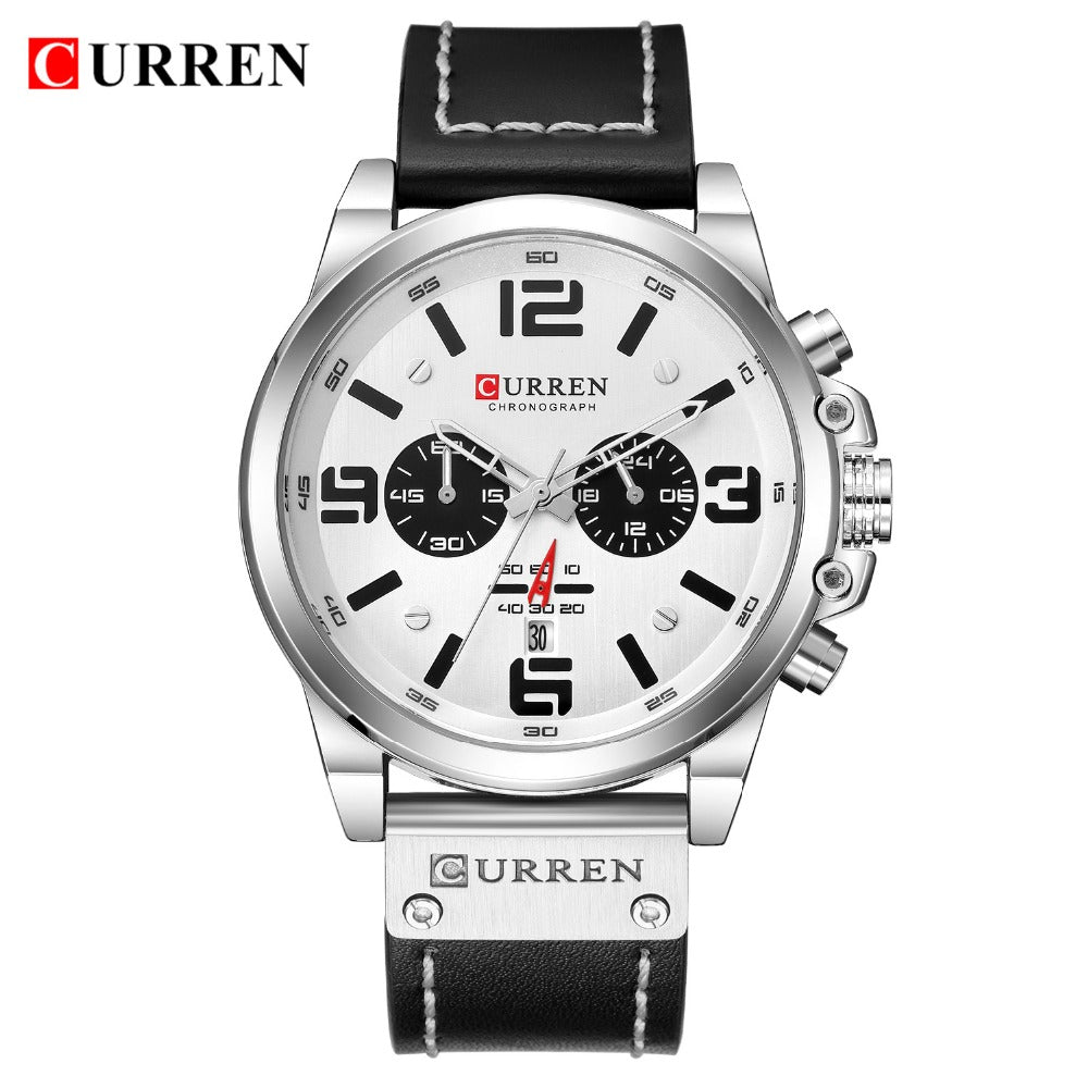 YSYH Classic Black White Chronograph Watch Men's Watches Casual Quartz Wristwatch Male Clock