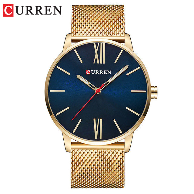Golden Men Watch YSYH Quartz Watches Full Stainless Steel Band Simple Wristwatch
